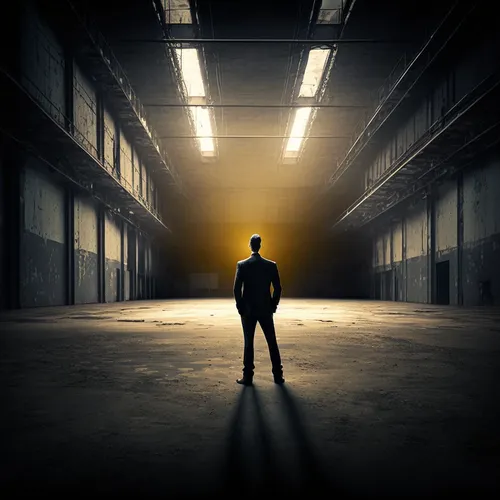 Mann steht in leerer Lagerhalle - Insolvenzstrafrecht - Liebscher Strafrecht